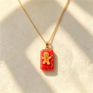 Stainless Steel Necklace with Christmas Elements Jewelry, Suitable for Daily Wear and Holiday Gifting - KN304518-SXSJ