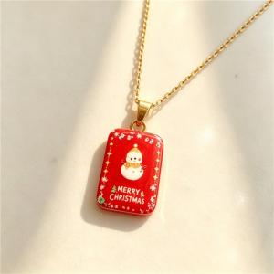 Stainless Steel Necklace with Christmas Elements Jewelry, Suitable for Daily Wear and Holiday Gifting - KN304520-SXSJ