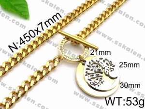 SS Gold-Plating Necklace - KN31886-Z