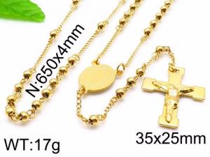 Stainless Steel Rosary Necklace - KN33953-HDJ
