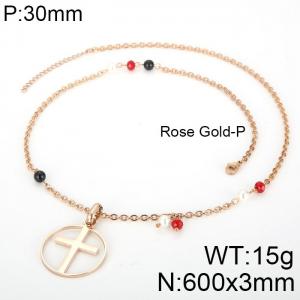 SS Rose Gold-Plating Necklace - KN33972-K