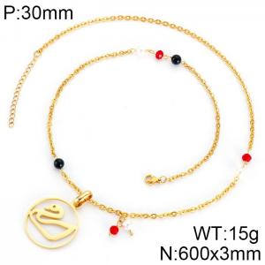 SS Gold-Plating Necklace - KN33975-K