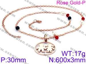 SS Rose Gold-Plating Necklace - KN33991-K