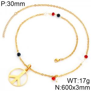 SS Gold-Plating Necklace - KN34001-K