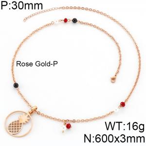 SS Rose Gold-Plating Necklace - KN34009-K