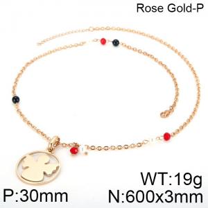 SS Rose Gold-Plating Necklace - KN34013-K