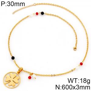 SS Gold-Plating Necklace - KN34025-K