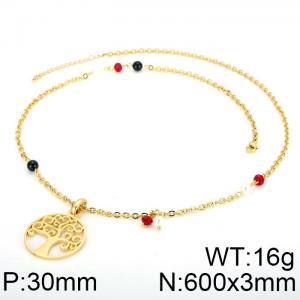 SS Gold-Plating Necklace - KN34031-K