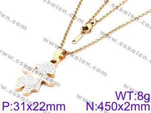 Stainless Steel Stone & Crystal Necklace - KN34159-K