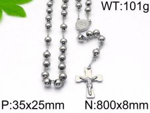 Stainless Steel Rosary Necklace - KN34340-HDJ