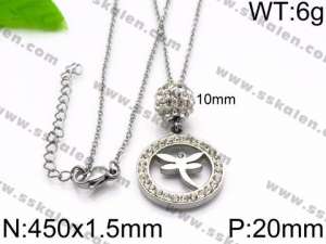 Stainless Steel Stone Necklace - KN34424-Z