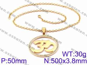 Stainless Steel Stone Necklace - KN34885-K