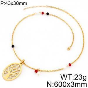 SS Gold-Plating Necklace - KN35203-K