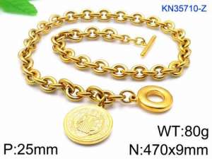 SS Gold-Plating Necklace - KN35710-Z