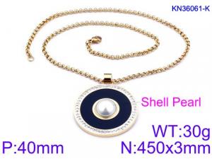 Stainless Steel Stone Necklace - KN36061-K