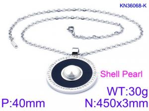 Stainless Steel Stone Necklace - KN36068-K