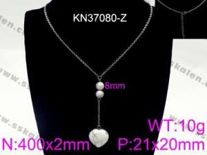 Stainless Steel Stone & Crystal Necklace - KN37080-Z