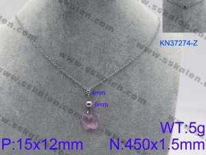Stainless Steel Stone & Crystal Necklace - KN37274-Z