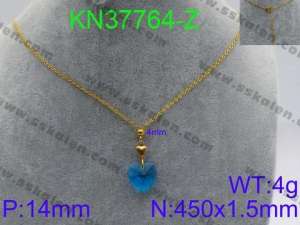 Stainless Steel Stone & Crystal Necklace - KN37764-Z