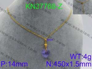 Stainless Steel Stone & Crystal Necklace - KN37768-Z