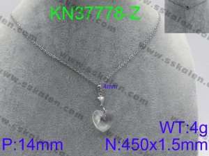 Stainless Steel Stone & Crystal Necklace - KN37778-Z