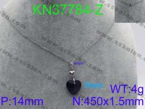 Stainless Steel Stone & Crystal Necklace - KN37784-Z