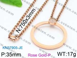 SS Rose Gold-Plating Necklace - KN37905-JE