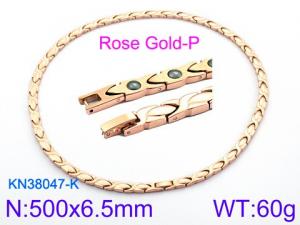 SS Rose Gold-Plating Necklace - KN38047-K