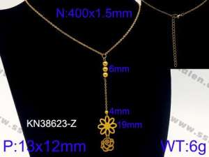 SS Gold-Plating Necklace - KN38623-Z