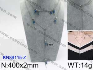 Stainless Steel Stone & Crystal Necklace - KN39115-Z