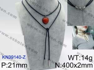 Stainless Steel Stone & Crystal Necklace - KN39140-Z