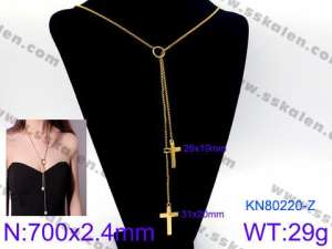 SS Gold-Plating Necklace - KN80220-Z