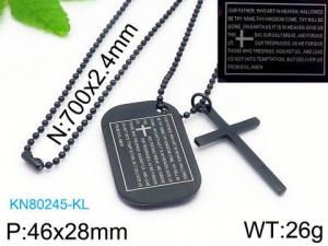 Stainless Steel Black-plating Necklace - KN80245-KL