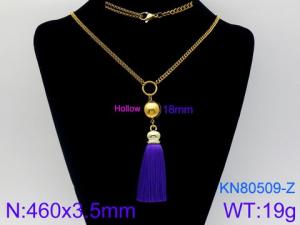 SS Gold-Plating Necklace - KN80509-Z