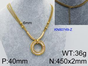 SS Gold-Plating Necklace - KN80749-Z