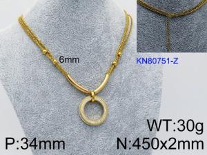 SS Gold-Plating Necklace - KN80751-Z