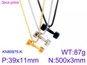 SS Gold-Plating Necklace - KN80975-K