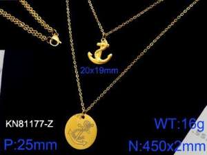 SS Gold-Plating Necklace - KN81177-Z