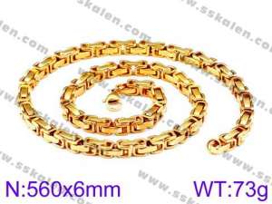 SS Gold-Plating Necklace - KN81339-Z