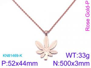 SS Rose Gold-Plating Necklace - KN81469-K