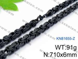 Stainless Steel Black-plating Necklace - KN81655-Z