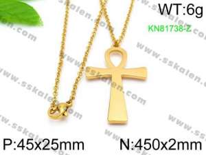 SS Gold-Plating Necklace - KN81738-Z