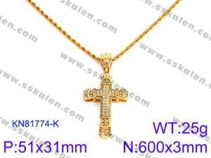 SS Gold-Plating Necklace - KN81774-K