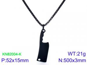 Stainless Steel Black-plating Necklace - KN82004-K