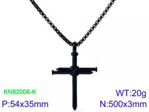 Stainless Steel Black-plating Necklace - KN82006-K