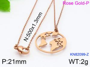 SS Rose Gold-Plating Necklace - KN82099-Z