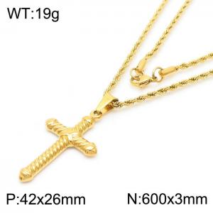 SS Gold-Plating Necklace - KN82159-K