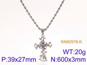 Stainless Steel Stone Necklace - KN82978-K