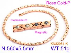 SS Rose Gold-Plating Necklace - KN82981-K