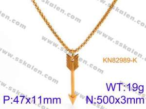 SS Gold-Plating Necklace - KN82989-K